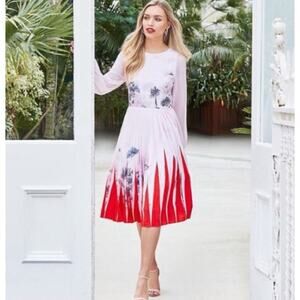 NWT Ted Baker Prticha Lake of Dreams Floral Pleated Midi Dress Pink Size 2/4-6
